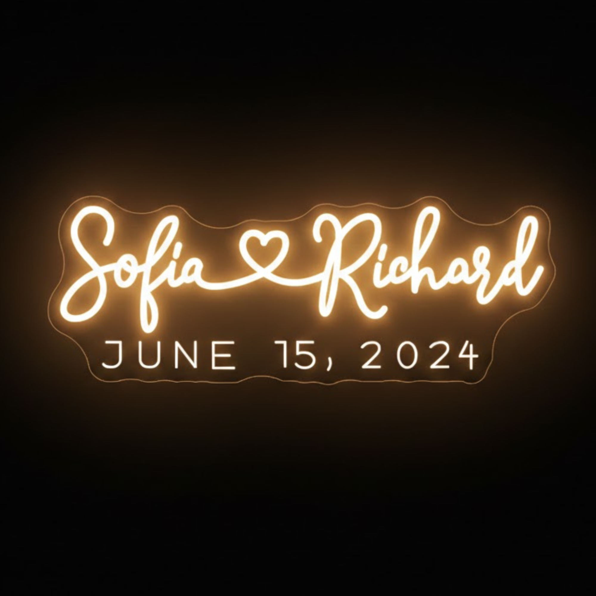 Names & Date - Personalised Wedding Neon Sign by Say It Bright Names & Date personalised LED neon wedding sign - custom made in the UK